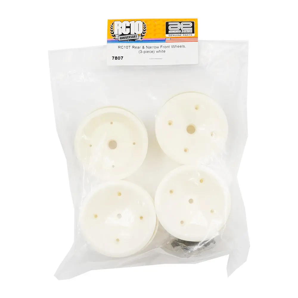 Team Associated Rc10t Wide Rear & Narrow Front Rim Set White 1