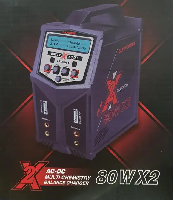 G.T. Power – Pro Duo 80W X2 Dual Ac Dc 7A Lipo Lihv Nimh Rc Battery Balance Charger #Gt-X2 Charger 1