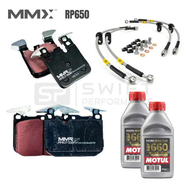 Mmx Fast Road Rp650 Front & Rear Brake Pads Set + Hel Braided Lines Kit + Motul Rbf 660 Brake Fluid – For Bmw F Series M Cars & M Lites (F20/F21, F22, F87 Og, F87 Comp, F80, F82) 1