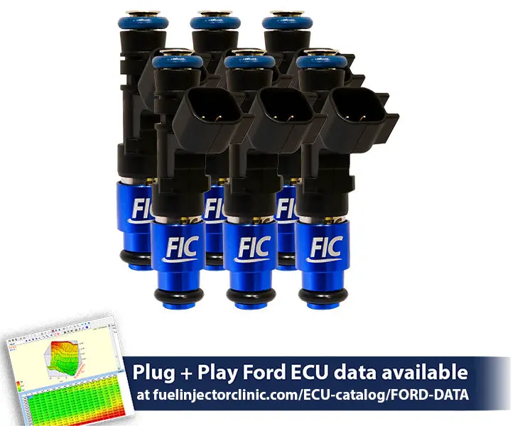 525Cc (50 Lbs/Hr At 43.5 Psi Fuel Pressure) Fic Fuel Injector Clinic Injector Set For Ford Falcon Xr6t (Ba/Bf) (Is411-0525H) 1