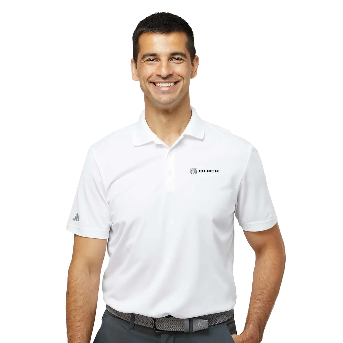 Buick Mens Adidas White Sport Polo 1