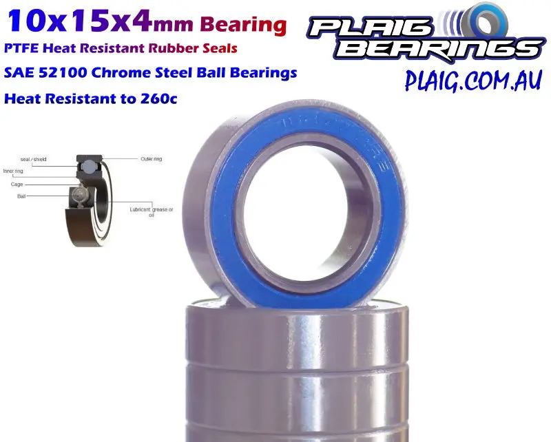 Plaig Bearings 10X15x4mm – Rubber Seals (10Pc) 1