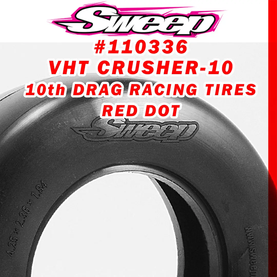 Sweep 10Th Drag Vht Crusher-10 Belted Tyre Red Dot 2Pcs 1