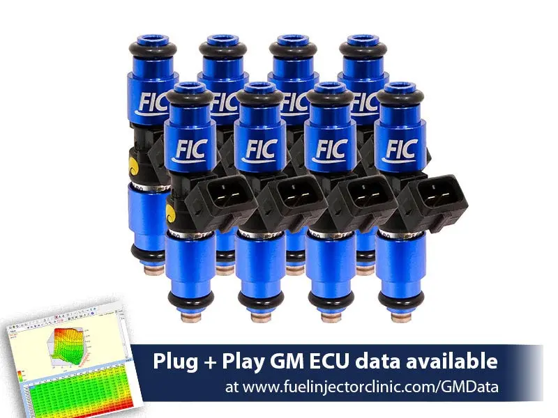 1200Cc (130 Lbs/Hr At Oe 58 Psi Fuel Pressure) Fic Fuel Injector Clinic Injector Set For Sbc Engines (High-Z) (Is300-1200H) 1