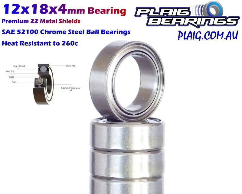 12X18x4mm Bearing – Premium Metal Shields (6701Zz) 1