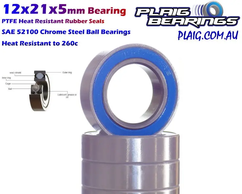 12X21x5mm Bearing – Rubber Seals (6801-2Rs) 1