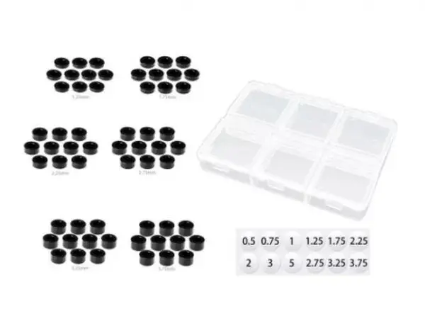 Mr33 Aluminum 3Mm Shim Set 1.25,1.75,2.25,2.75,3.25,3.75Mm Each 10 (60) - Black 1