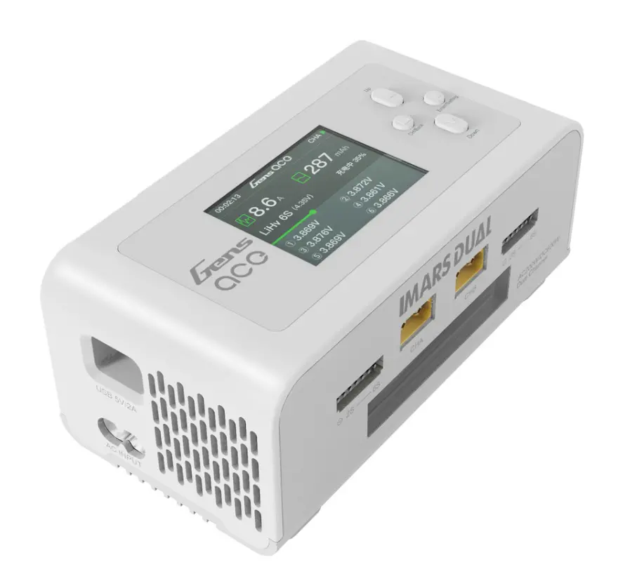 Gens Ace Imars Dual Channel Ac200w/Dc300w Balance Charger White Gea200wdual-Uw 1