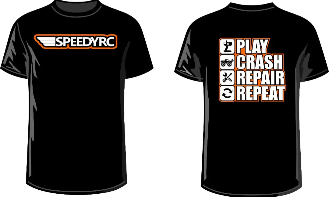 Team Speedy Rc T Shirts Novelty Play Crash Repair Repeat Black Xl 1