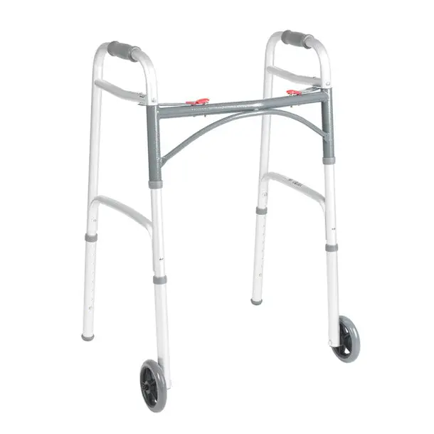 Deluxe Folding Walker, Two Button W/ 5" Wheels 1