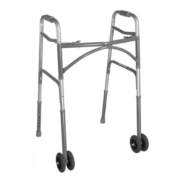 Bariatric Folding Walker, Two Button, W/ 5" Wheels 1