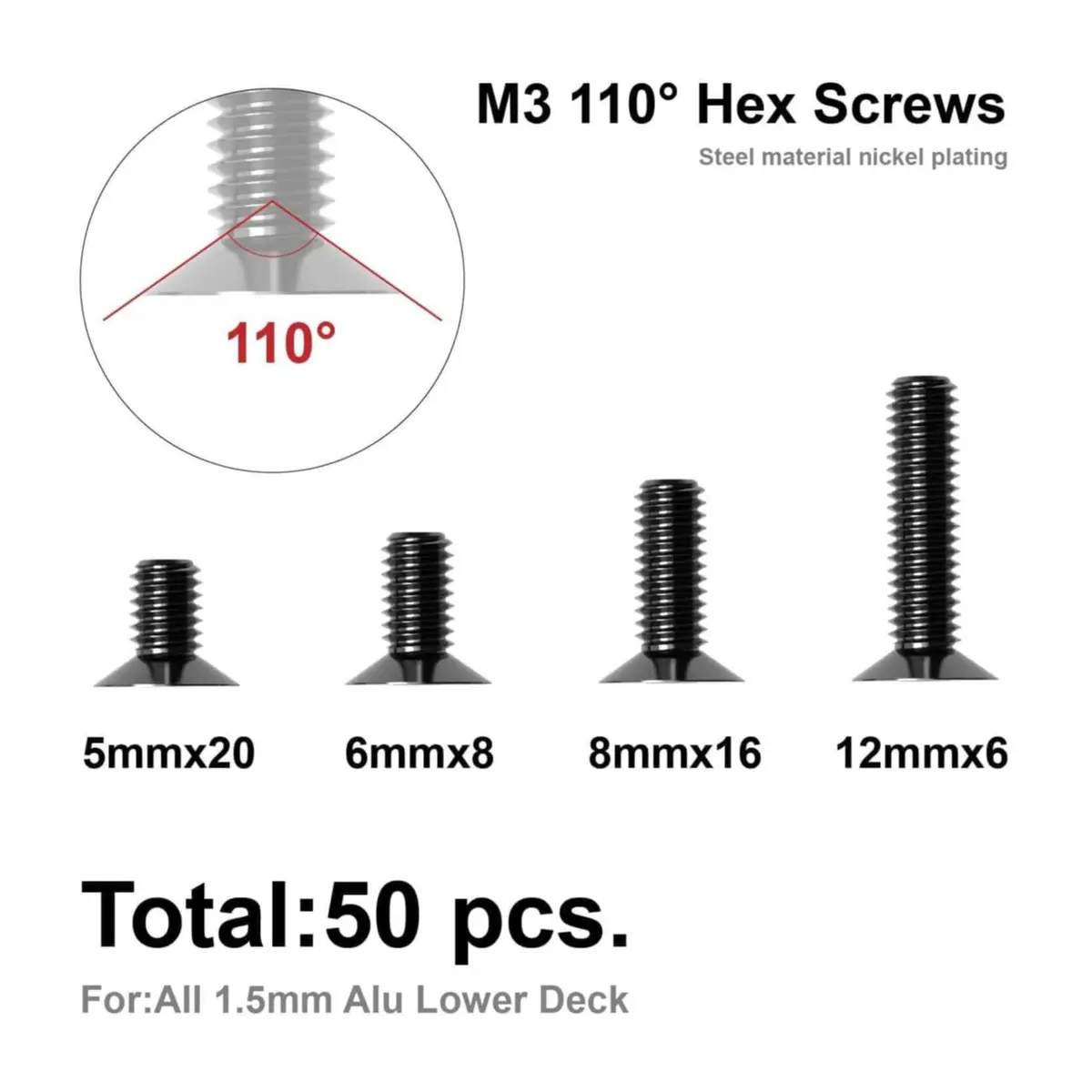 Weirc Dty-10 M3 110° Hex Screw Set (50Pc) 1