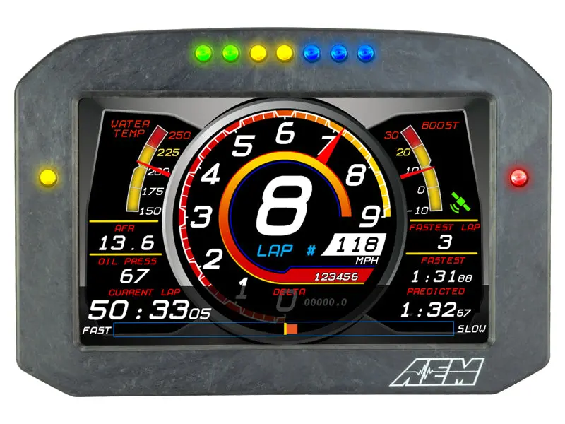 Aem Cd-7Flg Carbon Logging & Gps-Enabled Flat Panel Digital Dash Display 1