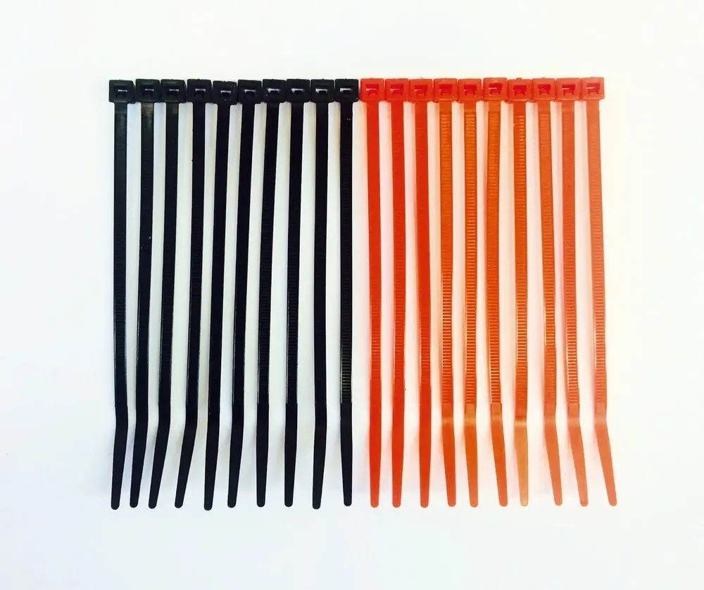 Small Cable Ties, Black/Red Combo, 20 In Total, 4In Long. 1