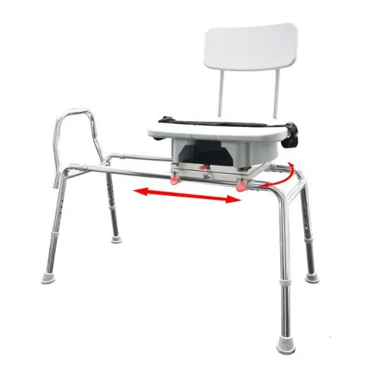 Sliding Transfer Bench With Replaceable Cut Out Swivel Seat 1
