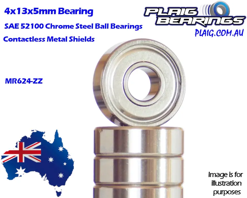 4X13x5mm Bearing – Metal Shields – Mr624zz 1