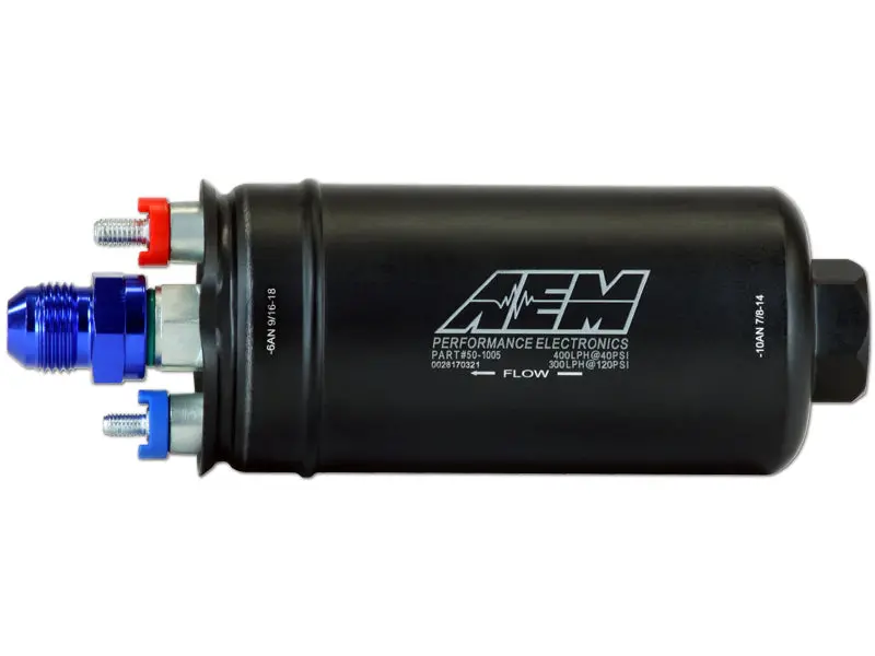 Aem 400Lph Inline An Fittings High Flow Fuel Pump 1