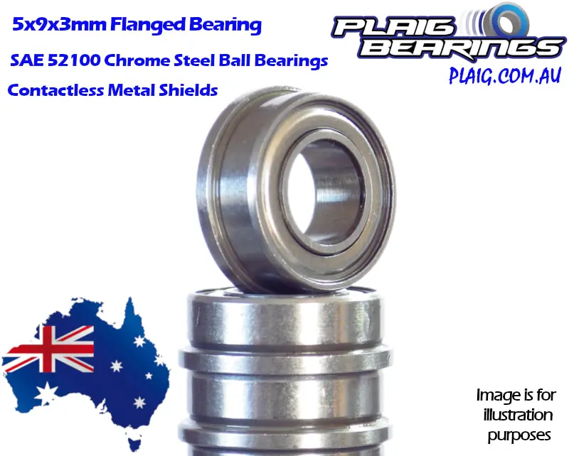 5X9x3mm Flanged Bearing – Metal Shields – Mf95zz 1