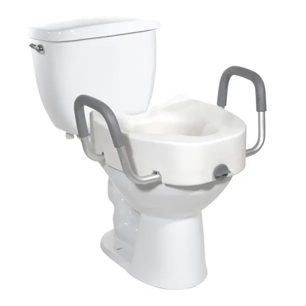 Elongated Raised Toilet Seat W/Arms, 5" 1