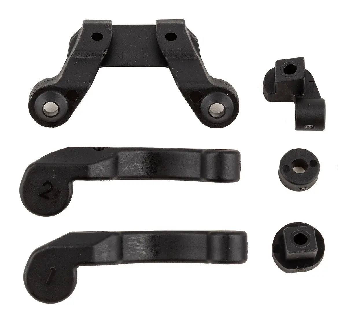 Rc10b6.4 Front Wing Mount, Fan Mounts, And Battery Brace Shim Set 1