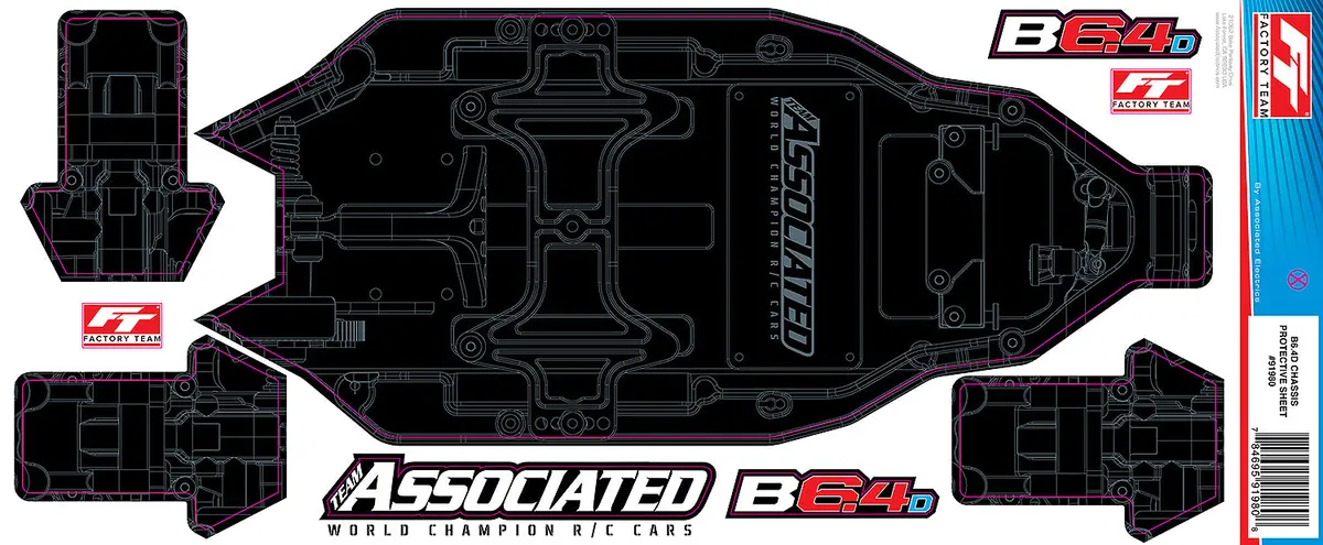 Rc10b6.4D Ft Chassis Protective Sheet, Printed (Ass91980) 1
