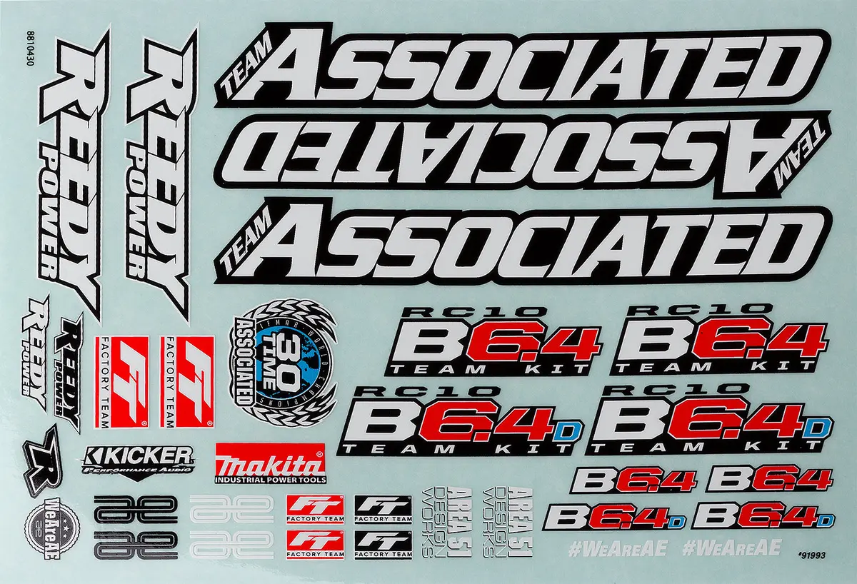 Team Associated Rc10b6.4 Decal Sheet (Ass91993) 1