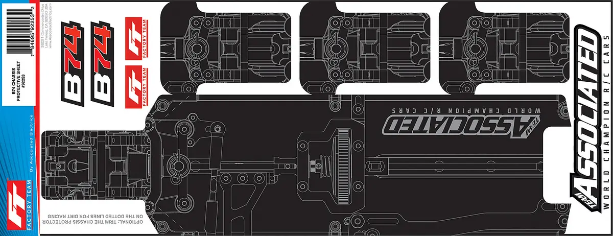 Rc10b74.1/B74.1D/B74 Ft Chassis Protective Sheet, Printed (Ass92253) 1