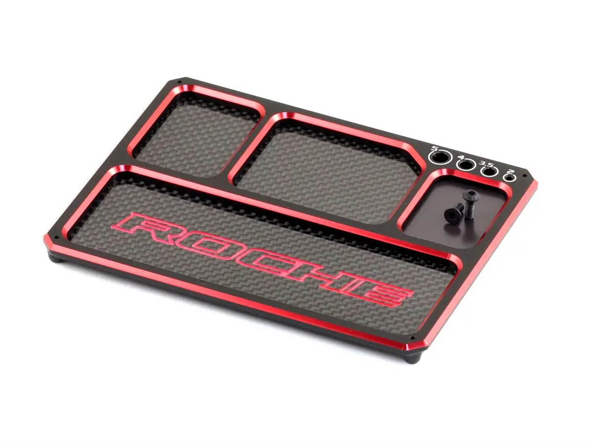 Roche Aluminum / Graphite Lightweight Parts Tray With Magnet Black-Red 1