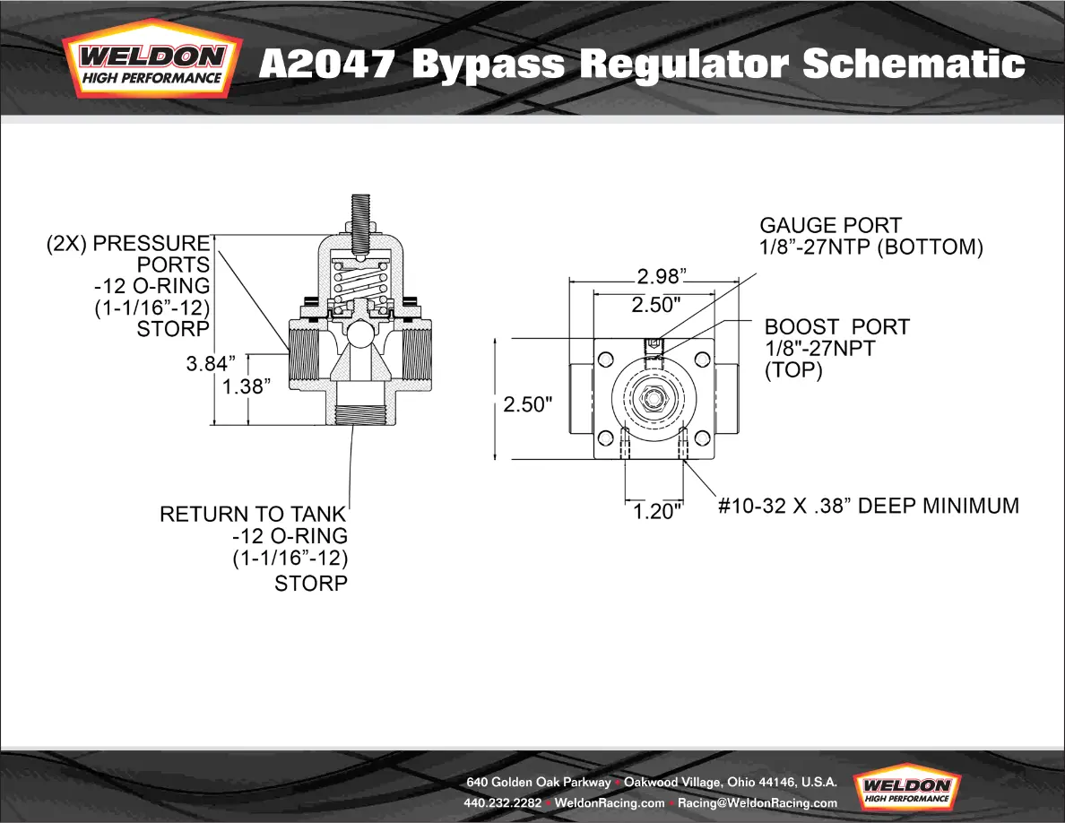 Weldon Racing A2047 Series Bypass Regulator - A2047-438-T-120 2