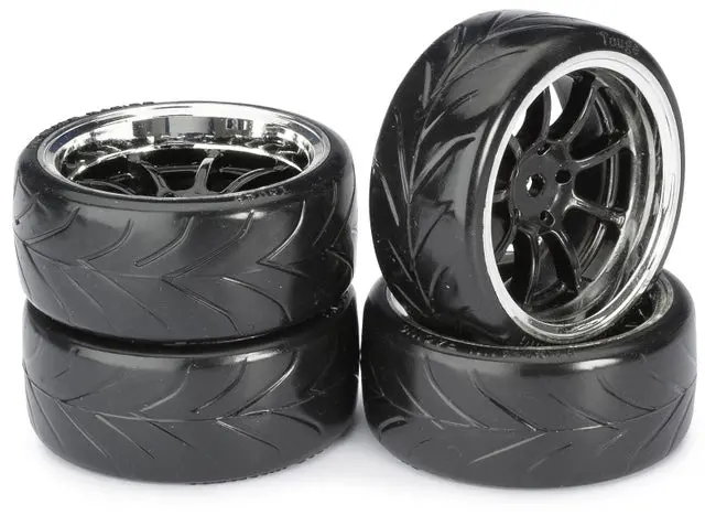 Absima Wheel Set Drift Lp " 9 Spoke / Profile A" Black/Chrome 1:10 (4 Pcs) 1