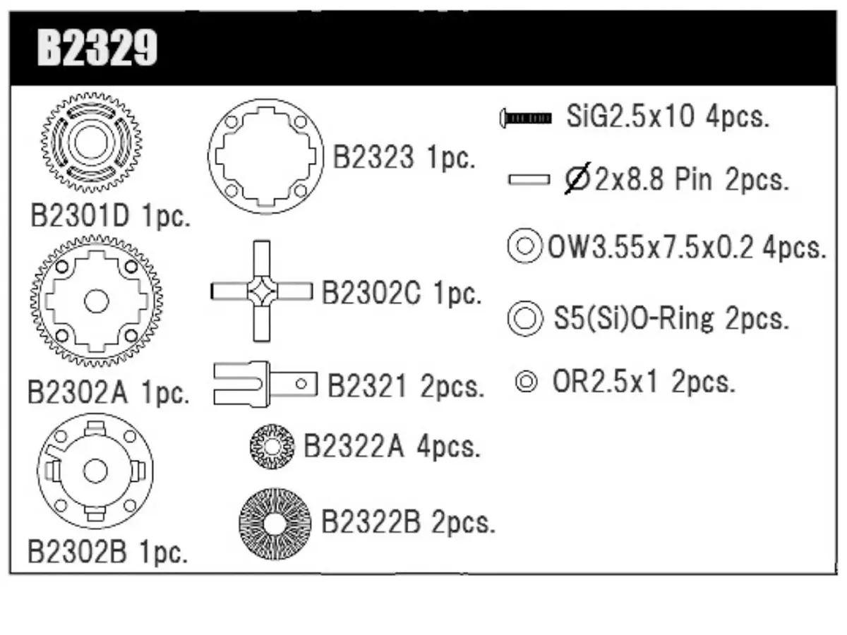 B2329 Gear Diff Kit Msb1 1