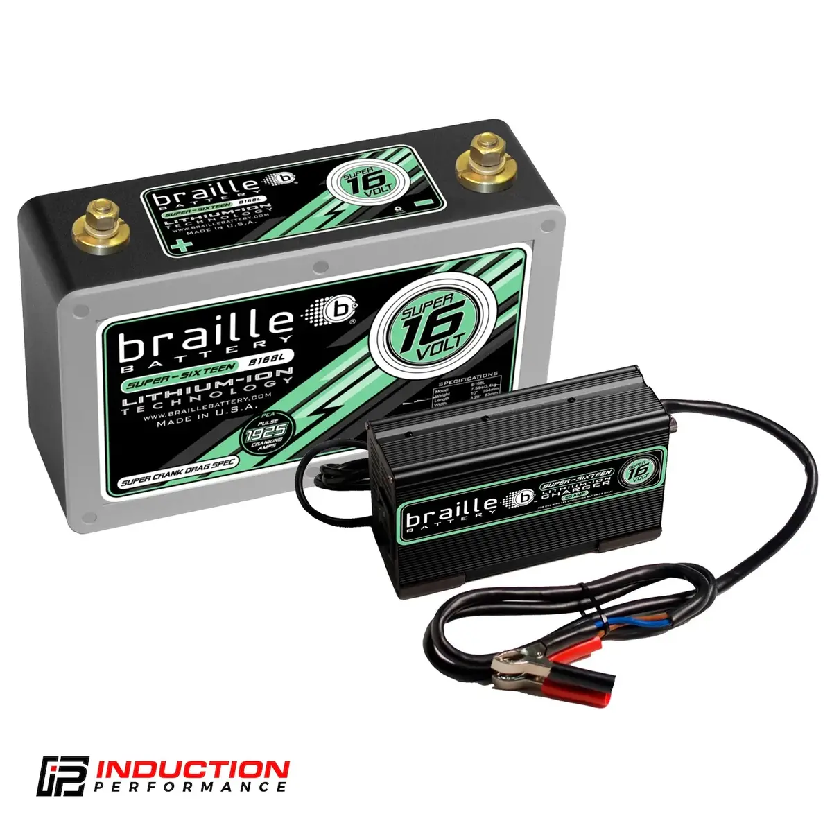 Braille B168lc - Super 16 Volt "Drag Race Spec" Lithium Battery & 25 Amp Rapid Charger Combo 1