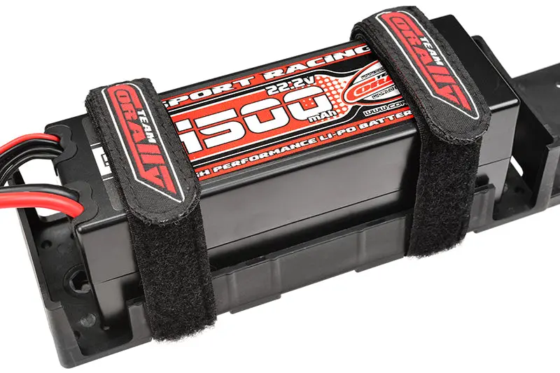 Team Corally - Pro Battery Straps - 250X20mm - Metal Buckle - Silicone Anti-Slip Strings - Black - 2 Pcs 2