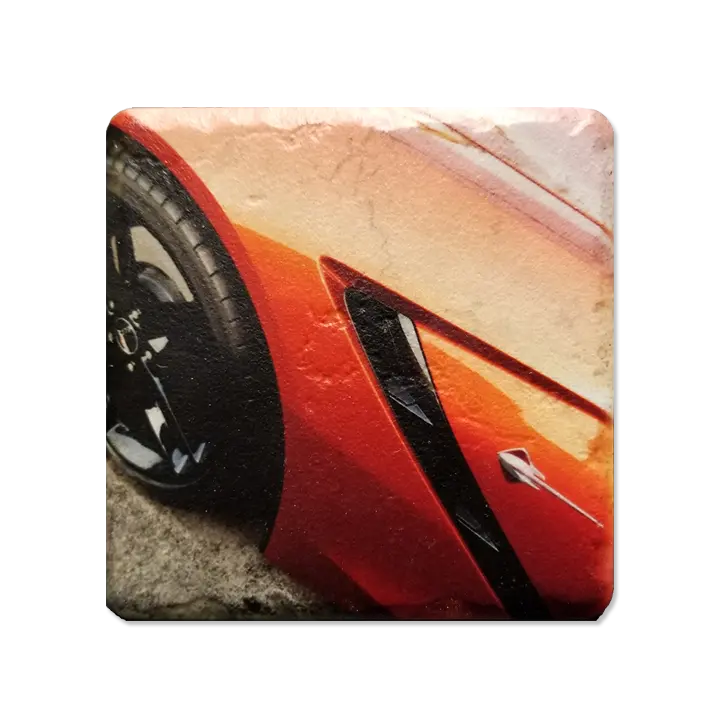 C7 Corvette Orange Picture Stone Coaster 1