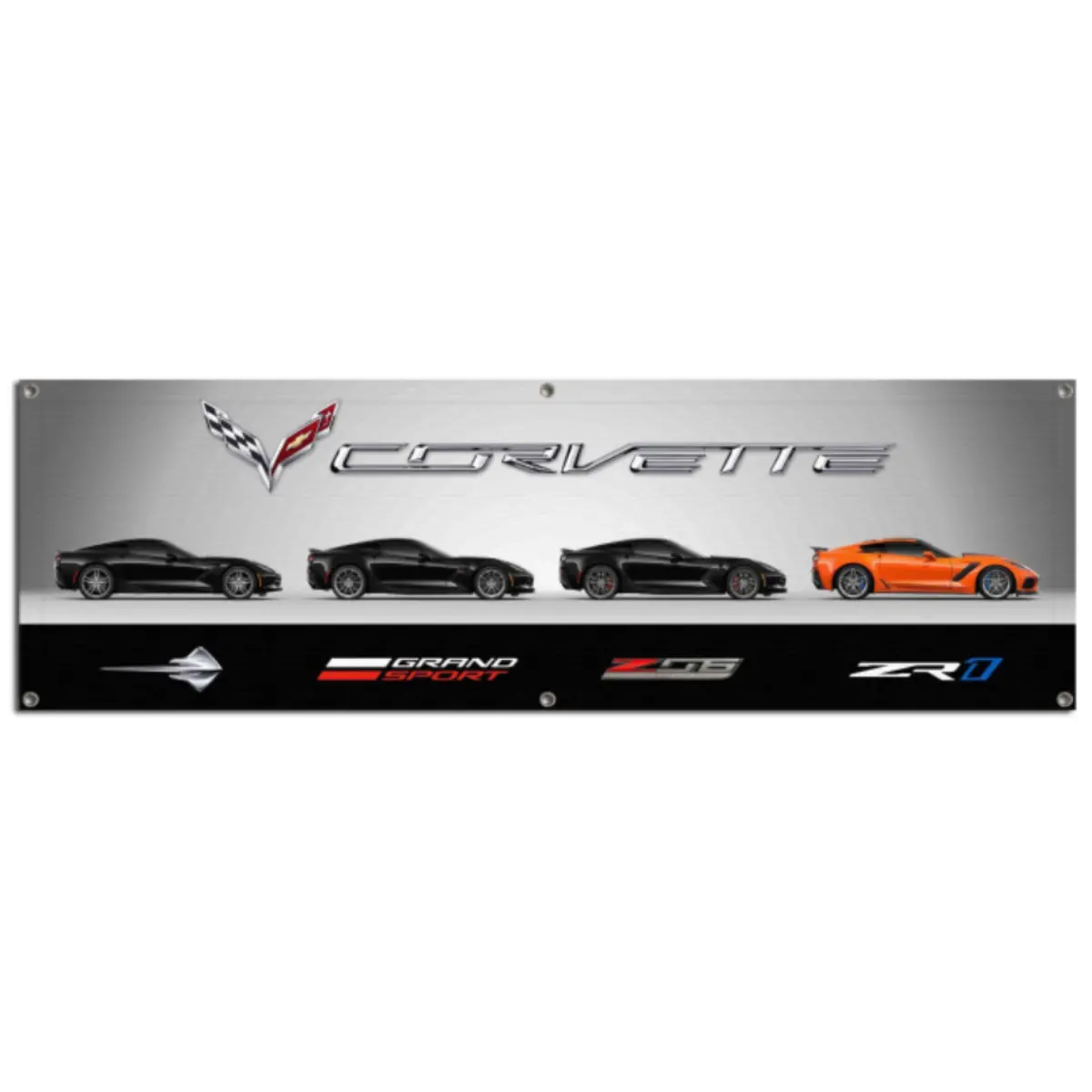 Corvette Generation Silver Art Giant Garage Banner 1
