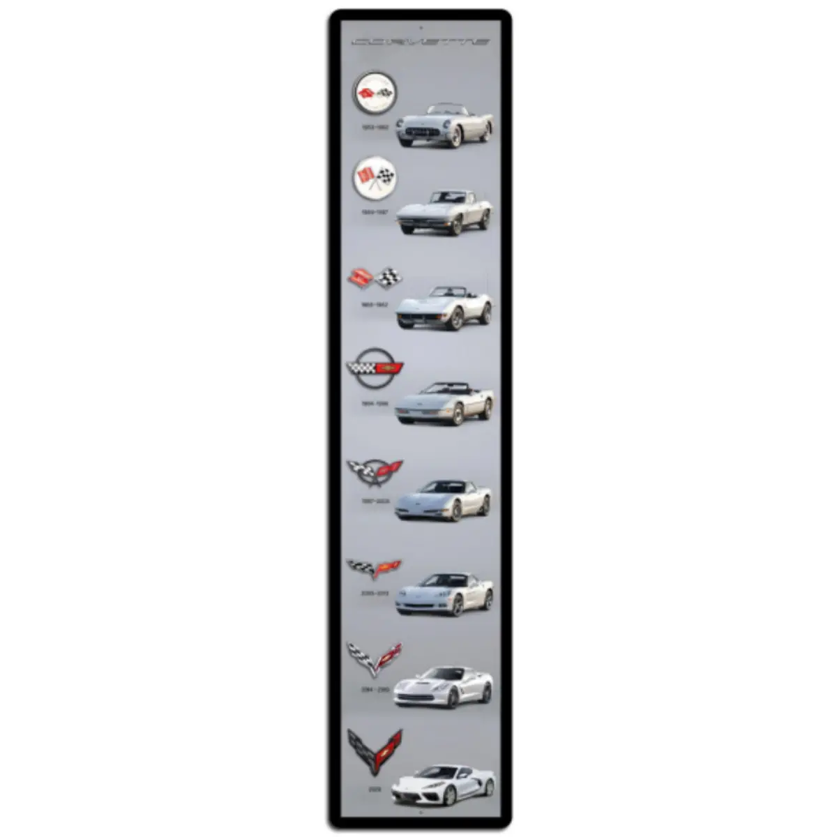 Corvette Generation Silver Art Thick Aluminum Sign 1