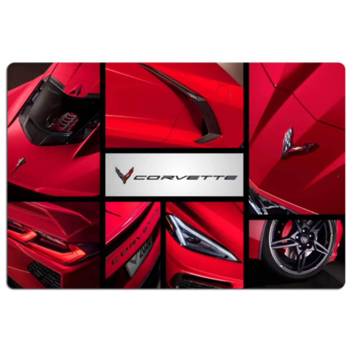 Corvette C8 Collage Art Thick Aluminum Sign 1
