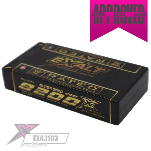 Exalt X-Rated 1S 200C Low "Ir" Hardcase Lipo Battery (3.7V/8200Mah) W/5Mm Bullets (Exa3103) 1