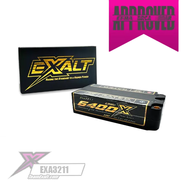 Exalt X-Rated 2S 135C Hvx Hardcase Shorty Lipo Battery (7.6V/6400Mah) W/5Mm Bullets (Exa3211) 1