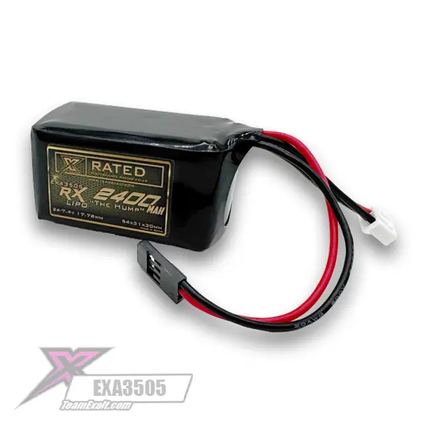 Exalt X-Rated 2S Lipo Hump Receiver Battery (7.4V/2400Mah) W/Futaba Connector (Exa3505) 1