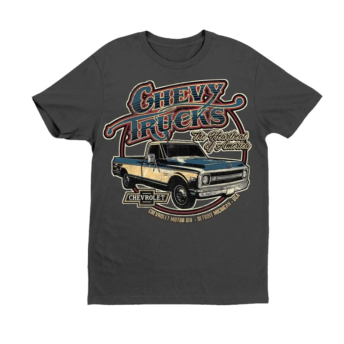 Chevy Trucks 1970 Circle Text T-Shirt 1