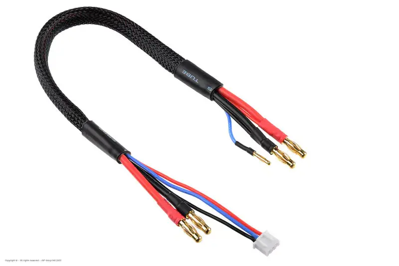 Revtec - Charge/Balance Lead - 4Mm Bullit Connector 2S - Charger 2S Xh Connector - 2Mm Bullit Connector - 14Awg Silicon Wire - 30Cm - 1 Pc 1