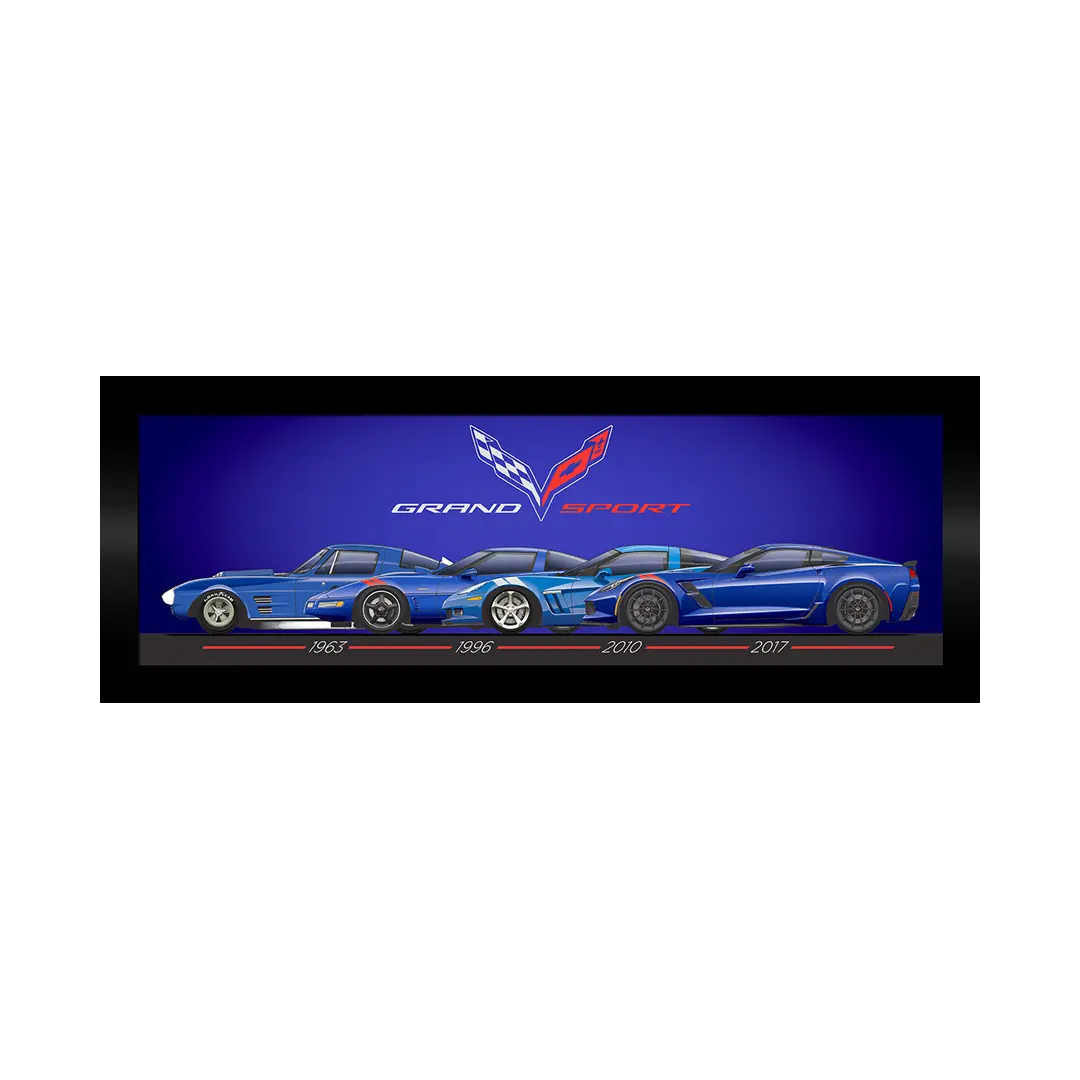 Corvette Grand Sport Generations Framed Canvas 1