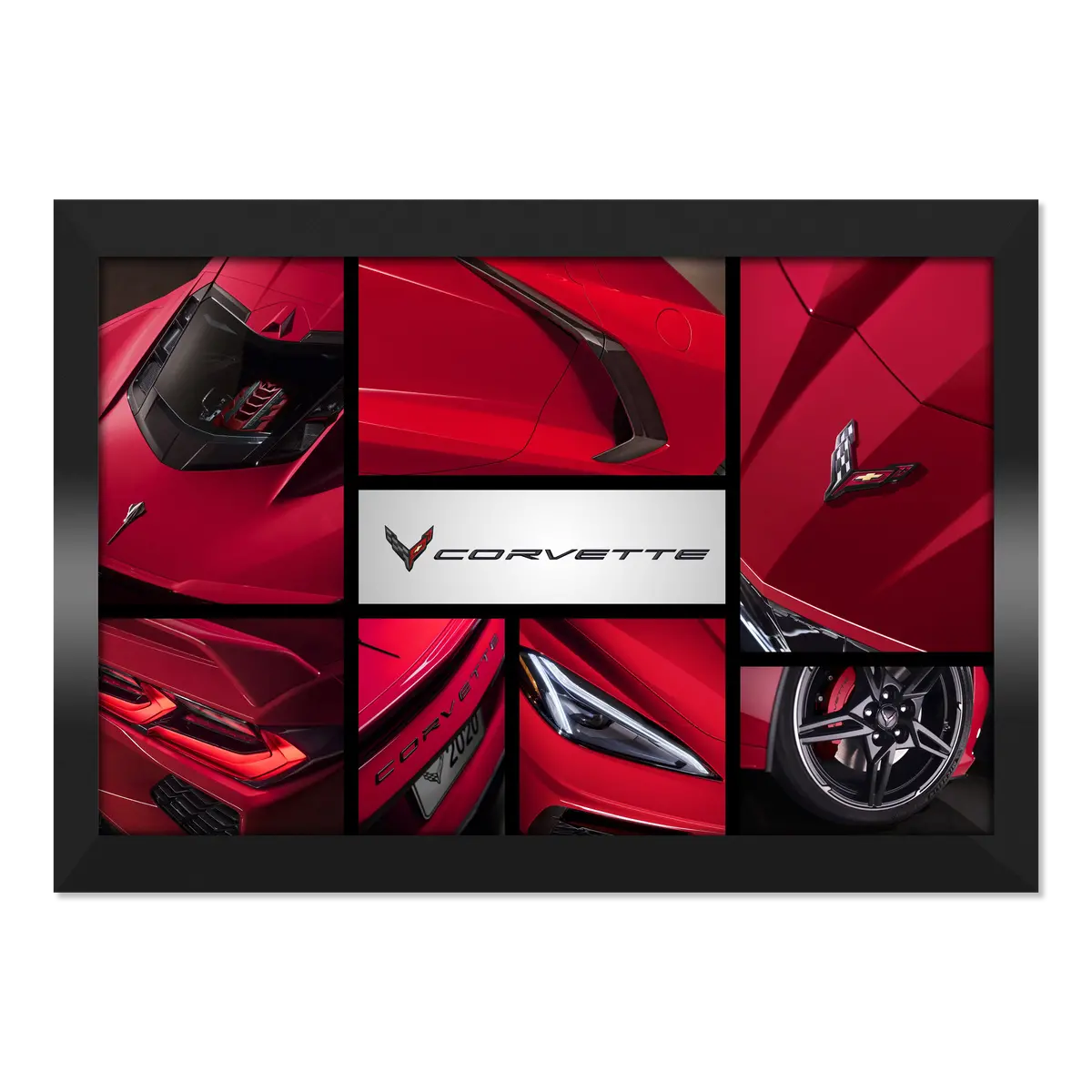 Corvette C8 Generations Collage Framed Canvas Print 1