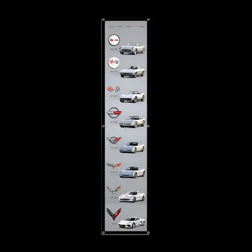 Corvette Generation Silver Art Banner Print With Grommets 1