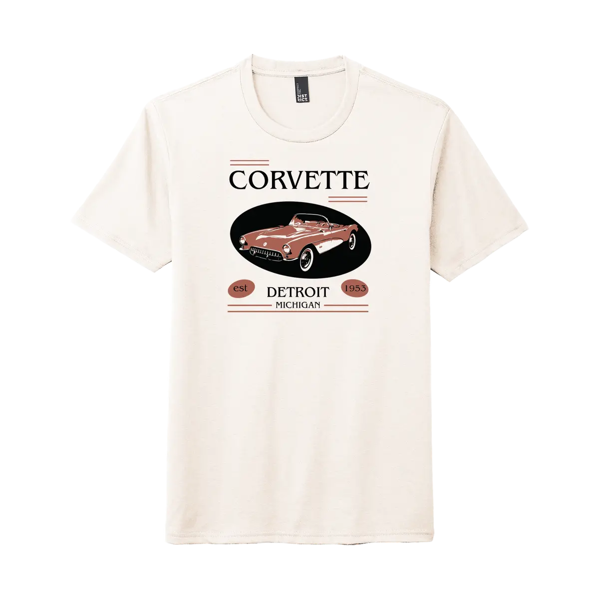 Corvette Detroit Retro Oval Graphic T-Shirt 1