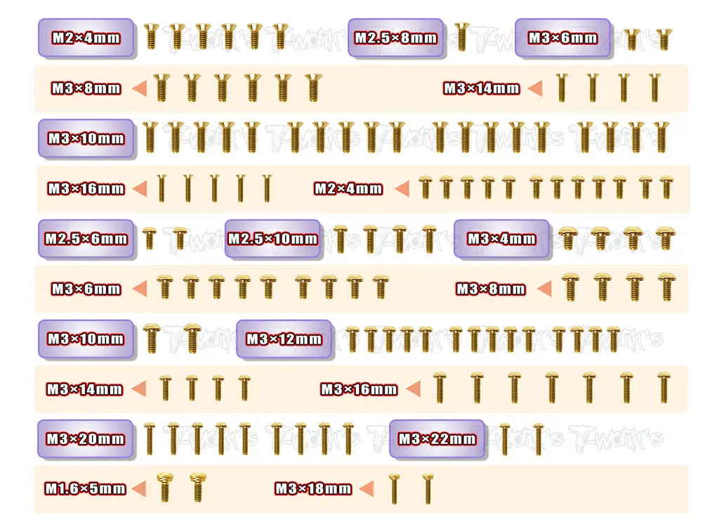 Gss-Rc10b6.4 Gold Plated Steel Screw Set 120Pcs. ( For Team Associated Rc10 B6.4 ) 1