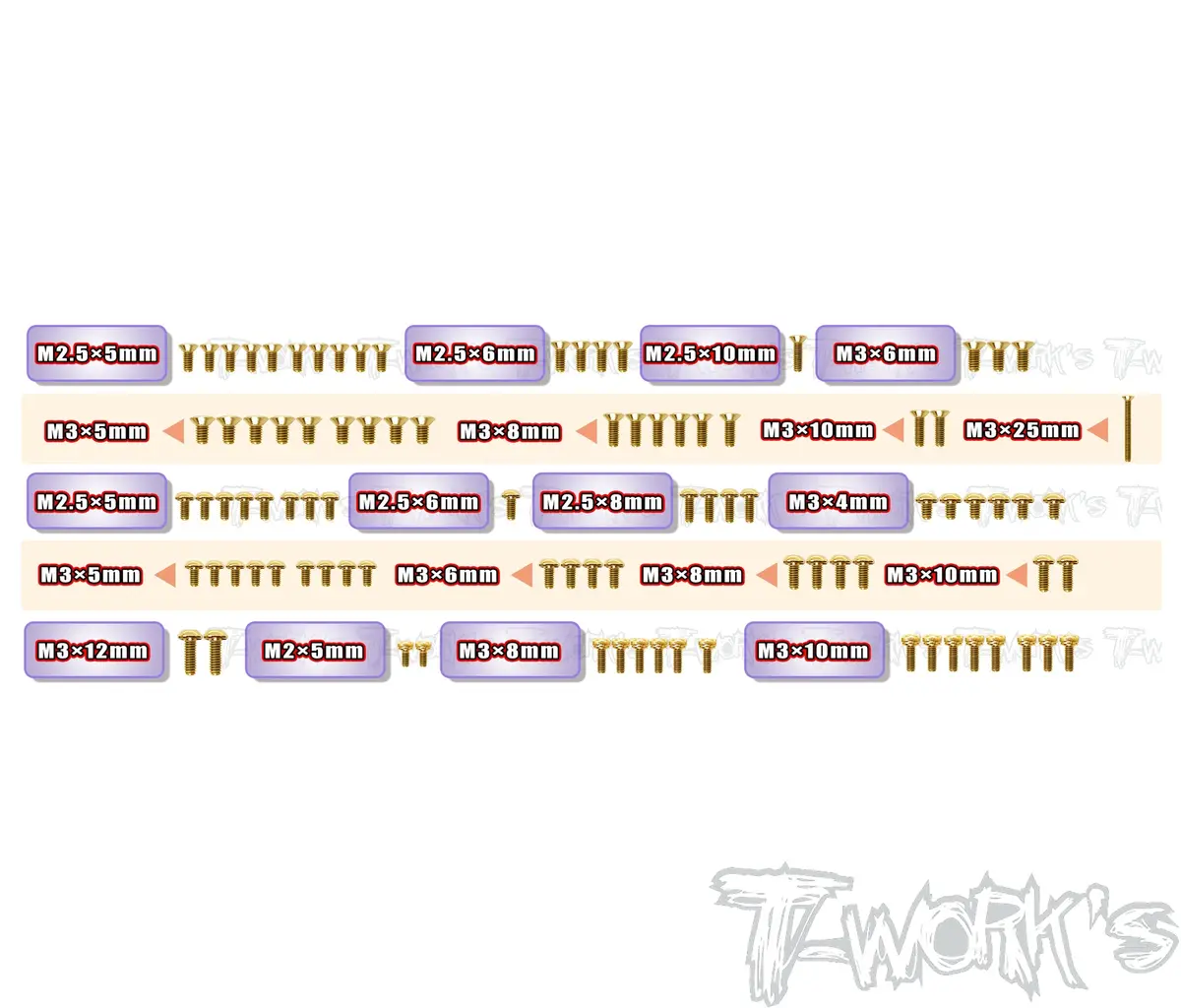 Gss-X12'26	Gold Plated Steel Screw Set 92Pcs. ( For Xray X12'26 ) 1