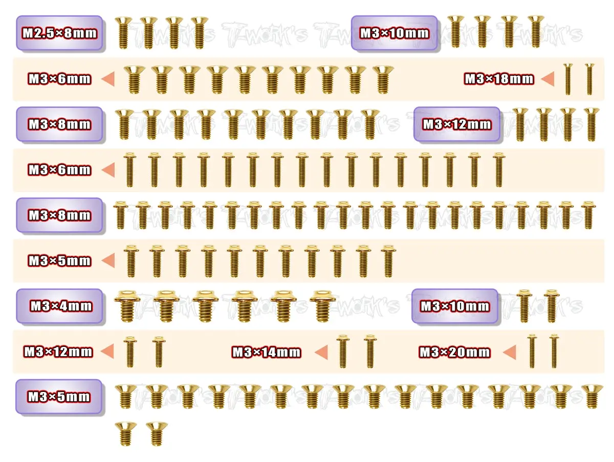 Gssu-X4  Gold Plated Steel Ufo Screw Set 115Pcs. ( For Xray X4 ) 1