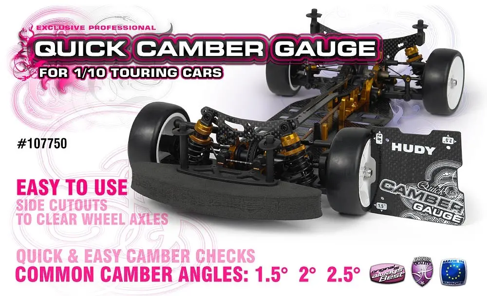 Hudy Graphite Quick Camber Gauge 1.5° 2° 2.5° For 1/10 Tc - Hd107750 1
